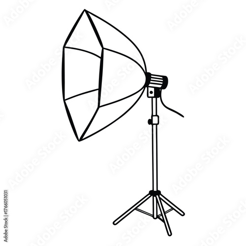 Outline Drawing of a Softbox Light on a Tripod Stand studio light photography equipment
