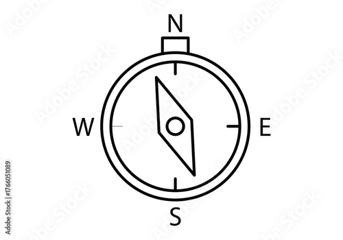 Icono negro de brújula en fondo blanco