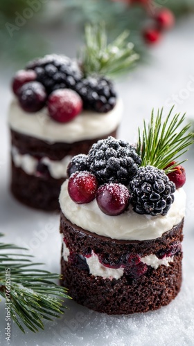 Festive Dessert With Berries and Frosting Decorated for Holiday Gatherings