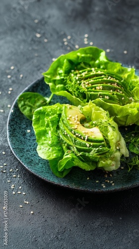 Fresh Lettuce Wraps With Avocado and Sesame Seeds for Healthy Eating