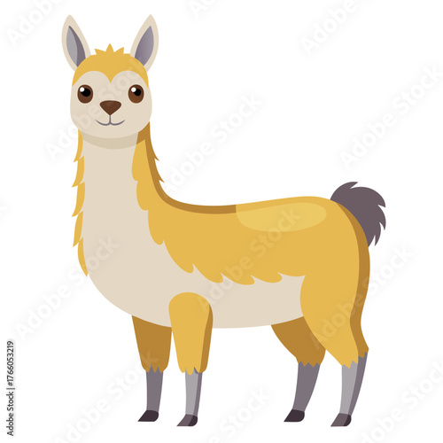 Cartoon llama vector illustration, cute llama clip art, south american animal graphic design element