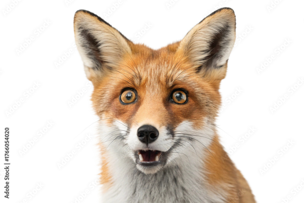Fototapeta premium Surprised fox isolated on white background