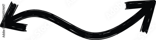 Simple Wavy Arrow Directional Symbol for Navigation and Process Illustration with a Grunge Style