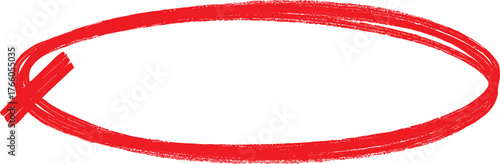 Sketchy red marker circle drawn by hand. Abstract oval frame for highlighting, underlining, or marking something important. Vector graphic design element