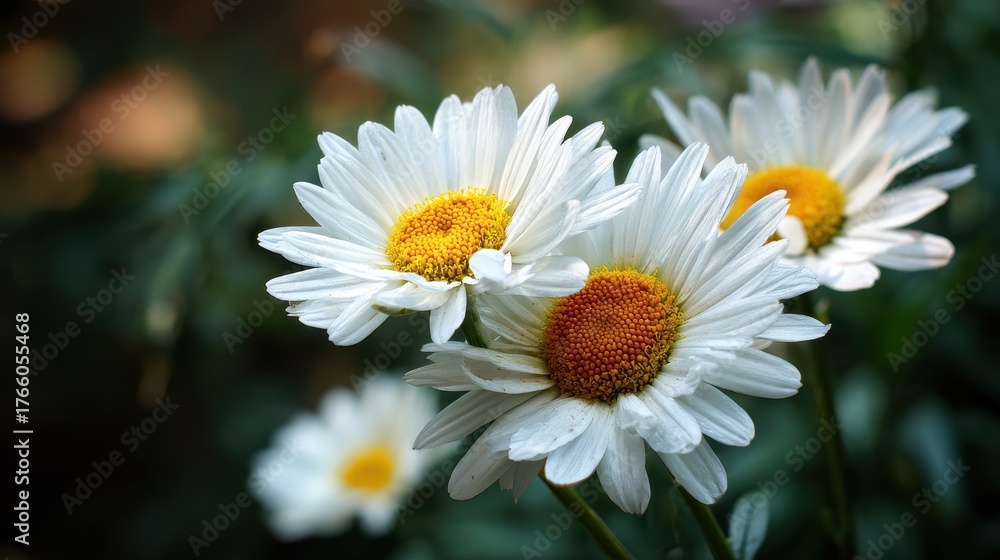 Obraz premium Vibrant Shasta Daisy: A Favored Hybrid of Wild Chrysanthemums in Polish Gardens