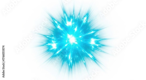 Bright blue energy burst isolated on transparent background