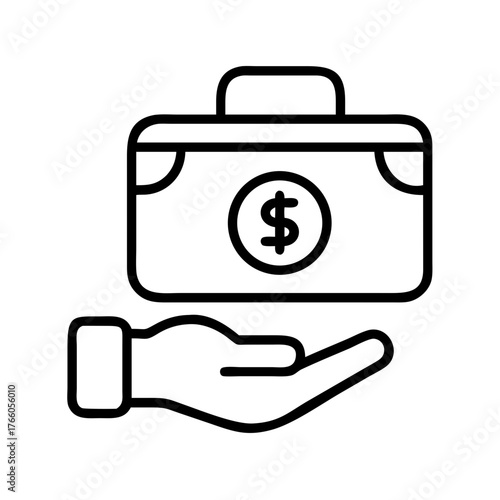 3d illustration of hand holding a business briefcase with dollar sign