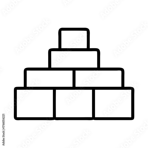 3d illustration of stack of bricks icon