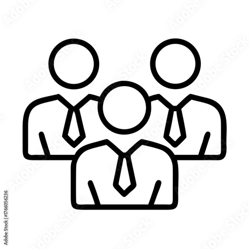 3d illustration of icon of three businessmen in suits and ties, representing a team, employees, or professionals in a corporate setting