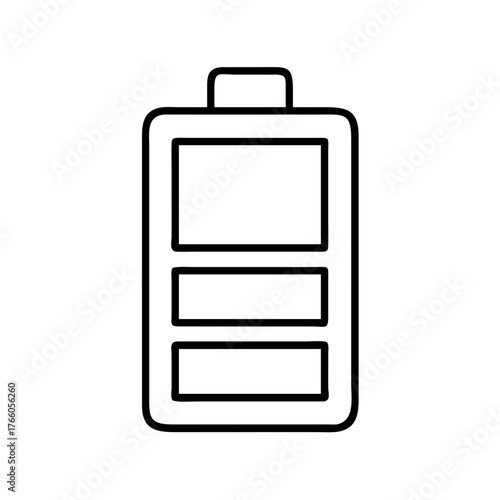 3d illustration of black and white line art icon representing a full battery charge