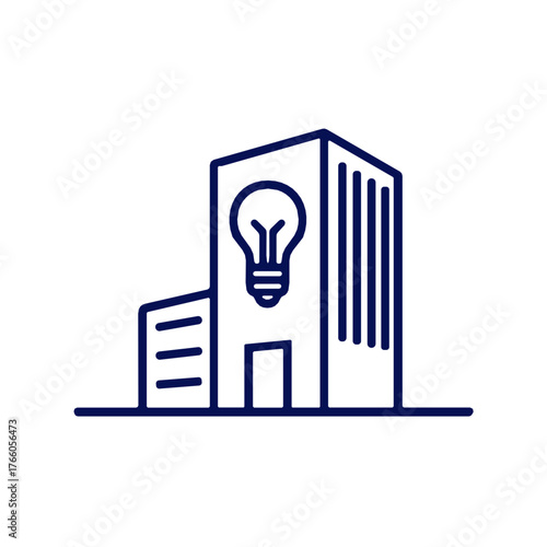 Business building with a light bulb symbolizing innovation concept  no background
