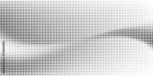 Flowing Wave Dot Halftone Pattern. Curved Gradient Shape on Transparent Background.