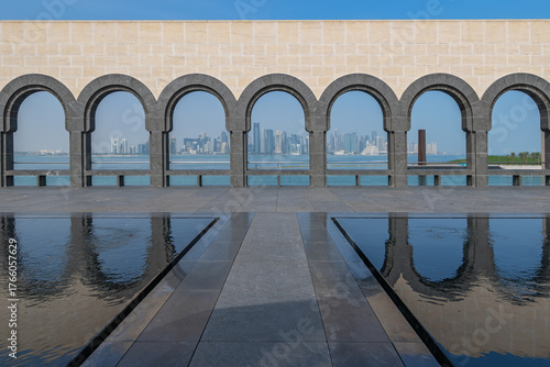 The Panoramic skyline of Doha, Qatar from the qatar islamic museum.