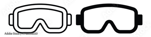 Outline and Solid Icons of Protective Eyewear in Black and White Style