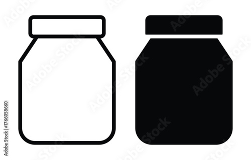 Simple Jar Outline Icon in Black and White for Minimalist Design Purposes