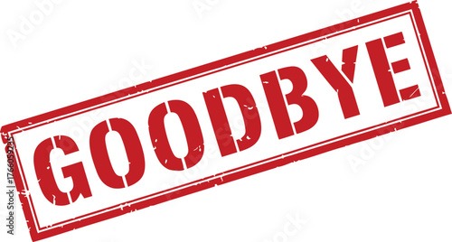 A bold red 'GOODBYE' rubber stamp impression, ideal for marking documents, farewell notes, or final messages. Clean and clear design.