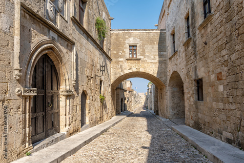 Fototapeta Naklejka Na Ścianę i Meble -  Street of Knights in Rhodes old town, Greece.
