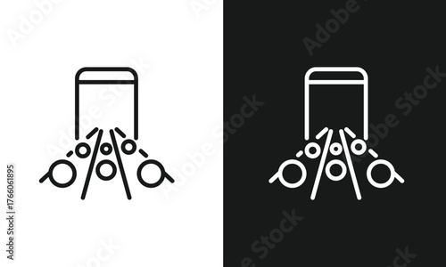 Mobile Marketing Icon Vector Illustration, Smartphone Advertising, Target Audience, Campaign Promotion, and Digital Traffic Line Art.