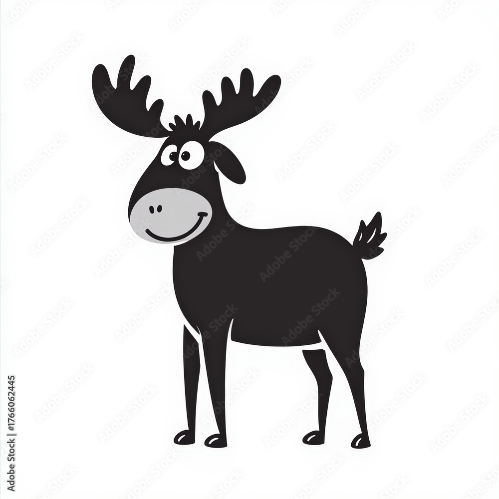 Obraz premium A cartoon moose with a big smile on its face