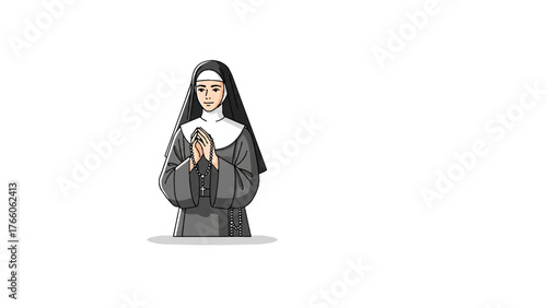 Faithful Woman Dressed as Catholic Nun