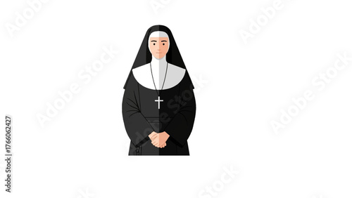 Catholic nun in traditional black and white habit representing devotion and faith