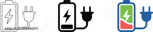 battery plug charge status icons editable ai eps png jpeg set lightning bolt low battery design