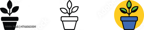 minimal plant icon collection three styles solid outline and colored with background ideal for logos ui and marketing ai eps jpeg png