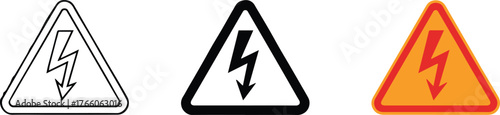 electrical hazard warning signs set vector ai eps png jpeg three triangular lightning bolt icons