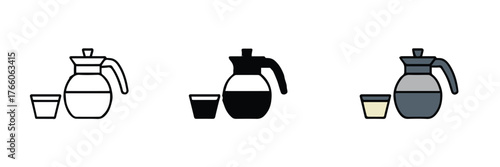 coffee carafe icons empty filled and warm beverage red orange brew minimalist vector for infographic