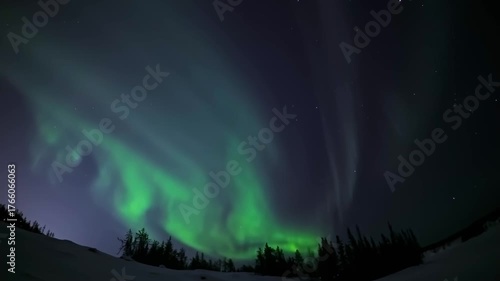 Timelapse of Aurora Borealis (northern lights) in Yellowknife, Northwest Territories, Canada