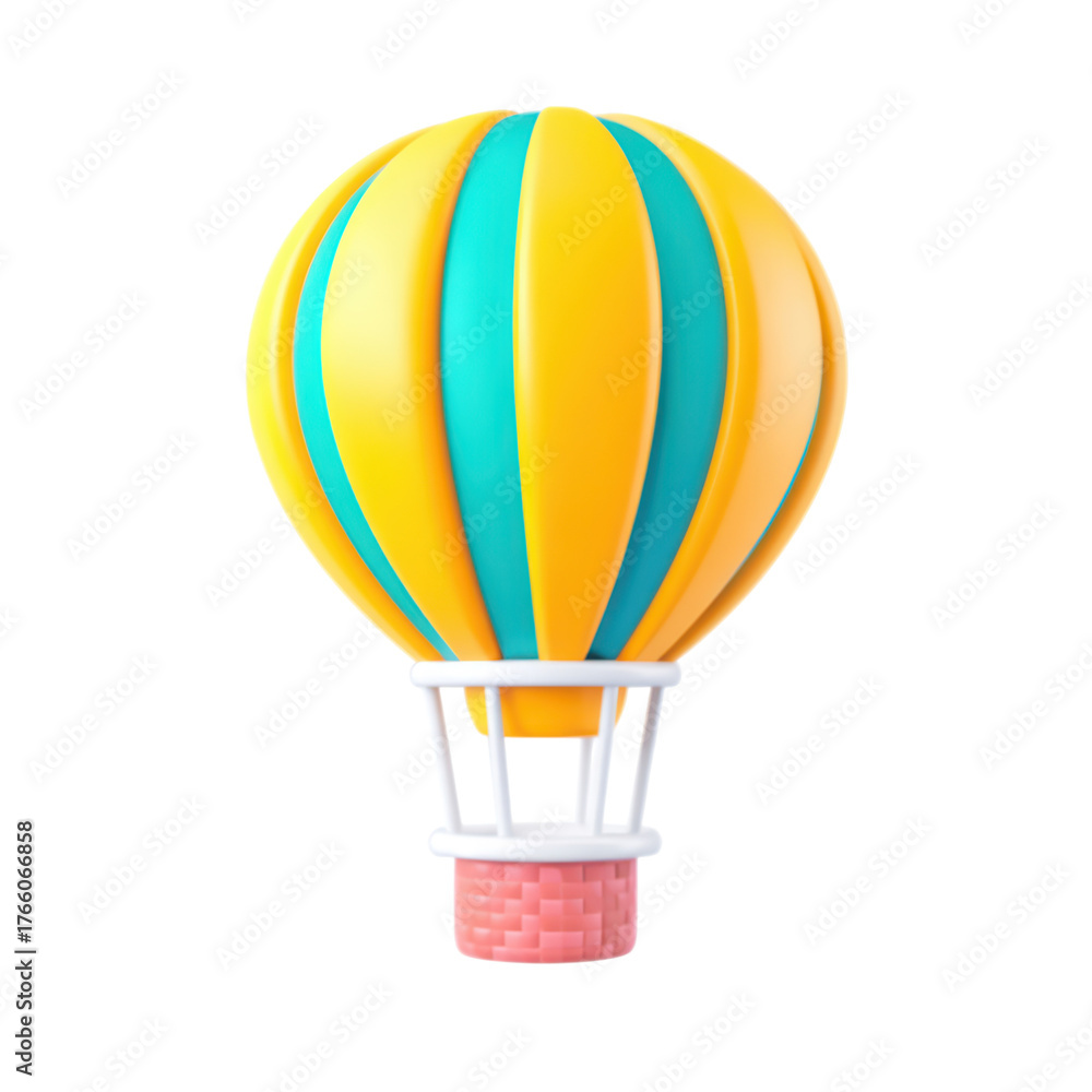 Obraz premium Colorful Hot Air Balloon with Bright Stripes and Patterns. isolated on transparent background.