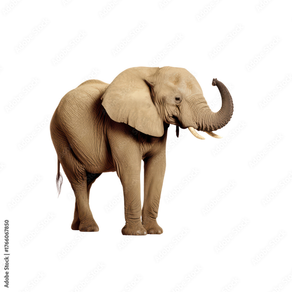 Obraz premium Majestic Adult Elephant Standing Gracefully in Natural Habitat. isolated on transparent background.