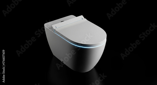 Modern Smart Toilet with LED Light on Dark Background