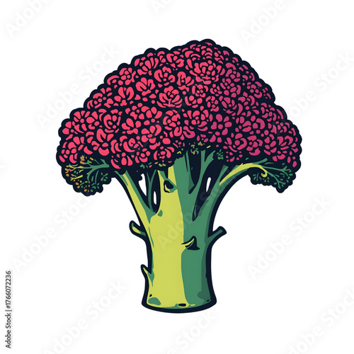 Thinly Sliced Broccoli Florets on a Clean transparent background