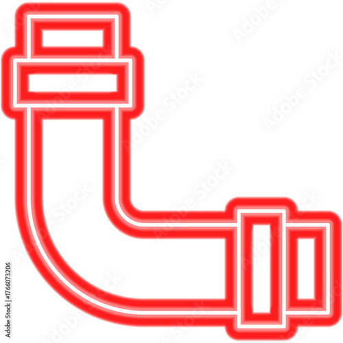 Red Pipe Neon Sign. Vector Illustration of Bright Plumber Object in Glowing Style. Plumbing Service Led Lamp Icon over Transparent Background. 