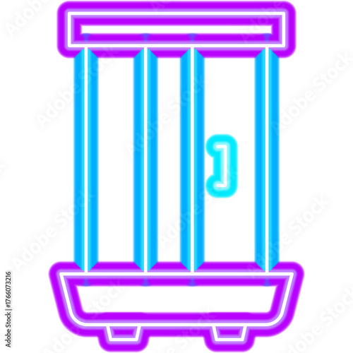 Shower Cabin Neon Sign. Vector Illustration of Bright Plumber Object in Glowing Style. Bath Led Lamp Icon over Transparent Background. 