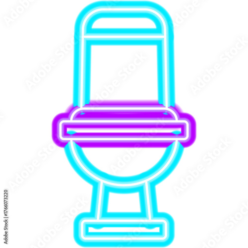 Toilet Front View Neon Sign. Vector Illustration of Bright Plumber Object in Glowing Style. Bath Led Lamp Icon over Transparent Background. 