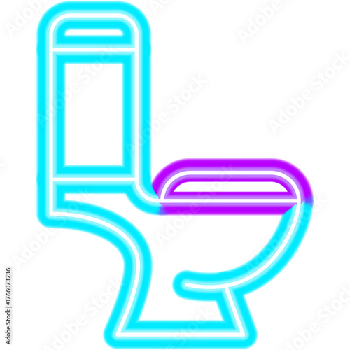 Toilet Side Neon Sign. Vector Illustration of Bright Plumber Object in Glowing Style. Bath Led Lamp Icon over Transparent Background. 