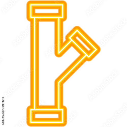 Yellow Pipe Neon Sign. Vector Illustration of Bright Plumber Object in Glowing Style. Plumbing Service Led Lamp Icon over Transparent Background. 