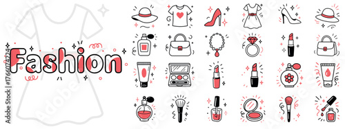 Fashion Icon Set — Flat Line Art Style