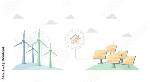 Renewable energy sources powering a sustainable home environment.
