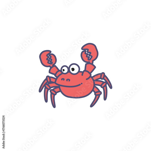 cute red crab illustration on white background