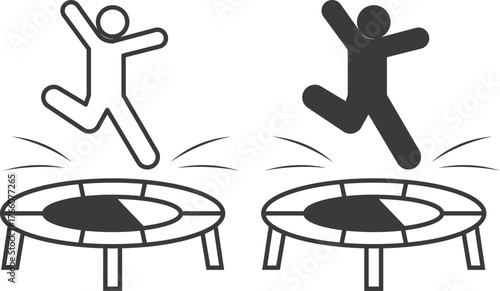 Trampoline icons set. in outline and fill icon. vector illustration .
