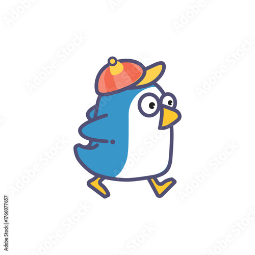 blue cartoon bird holding blank sign illustration