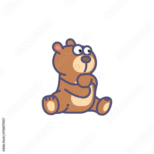 Cute teddy bear holding a heart cartoon illustration