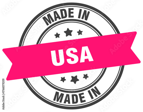 Made in usa round sign. Made in usa stamp.