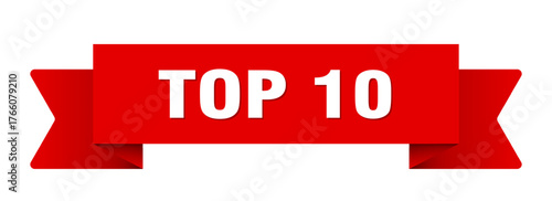 top 10 ribbon isolated on transparent background. top 10 ribbon