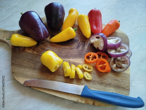 vegetables on a wooden board
