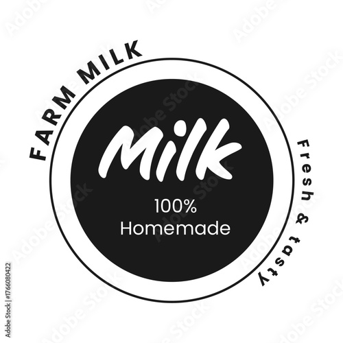 This logo showcases fresh and tasty farm milk. It emphasizes homemade quality, with a simple design that highlights the organic nature of the product. Perfect for an eco-friendly brand.