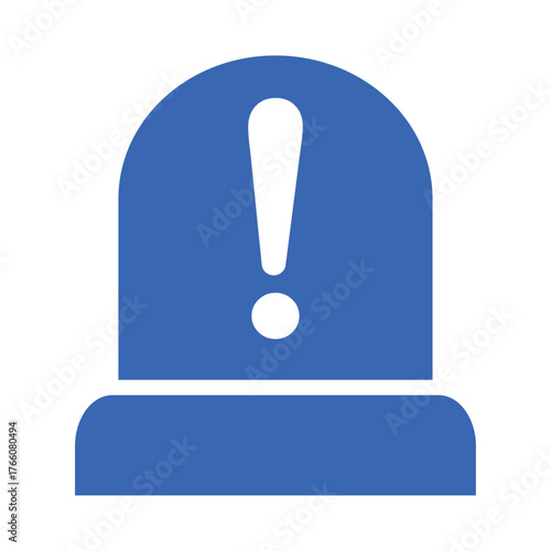 Police siren icon with an exclamation point symbol in flat style. Business concept for web, marketing, banners, mobile apps, and graphic elements. Blue police alarm or ambulance alert vector EPS 10.